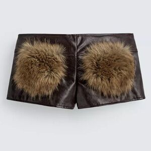 FAUX LEATHER COMBO MINI SHORTS HARRY LAMBERT FOR ZARA